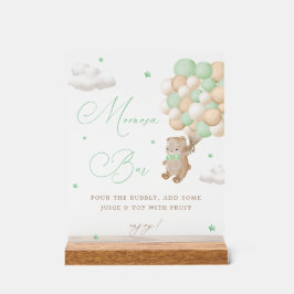 テディベアーグリーンベビーシャワーミモザバー アクリルサイン