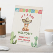 テディベアーサボイ男の子ベビーシャワーフィエスタウェルカム 台座サイン (インサイチュ)