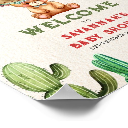 テディベアーサボイ男の子ベビーシャワーフェスタ ポスター (角)