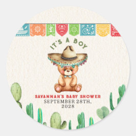 テディベアーサボイ男の子ベビーシャワーフェスタ ラウンドシール