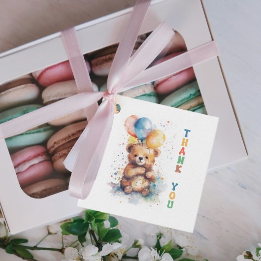 テディベアーサンキューサンキュー1st誕生日メッセージカード フェイバータグ