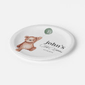 テディベアーサージグリーンファースト誕生日パーティー ペーパープレート (アングル)