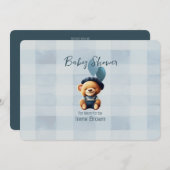 テディベアージャンベビーシャワーブルー招待状 招待状 (正面/裏面)