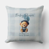 テディベアージャンベビーシャワーブルー装飾用クッション クッション (正面)