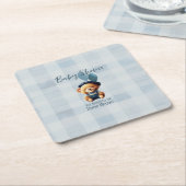 テディベアージャンベビーシャワーブルー スクエアペーパーコースター (アングル)