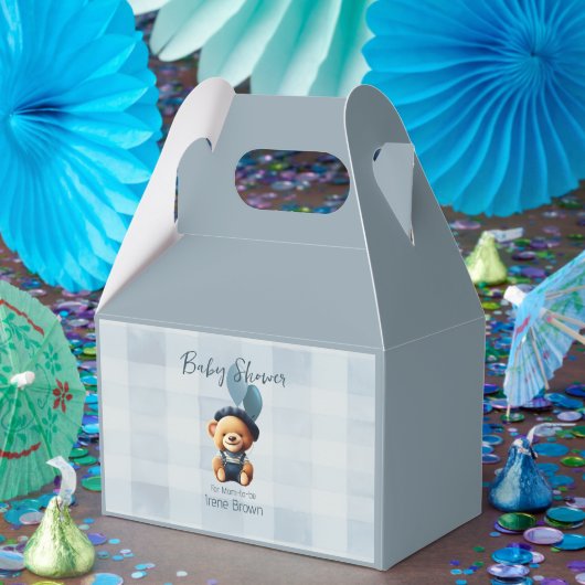 テディベアージャンベビーシャワーブルー フェイバーボックス (パーティー)