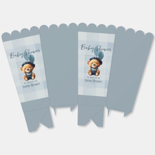 テディベアージャンベビーシャワーブルー フェイバーボックス (見開き)