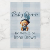 テディベアージャンベビーシャワーブルー フードラベル (シングルラベル)