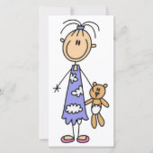 テディベアースティック付き女の子フィギュア女の子フラットカード (正面)