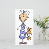 テディベアースティック付き女の子フィギュア女の子フラットカード (スタンド正面)