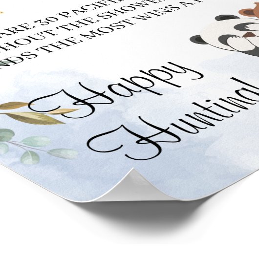 テディベアーズおしゃぶり狩りベビーシャワーゲームサイン ポスター (角)