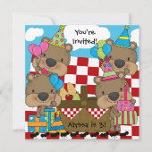 テディベアーズとピクニック誕生日招待状 招待状 (正面)