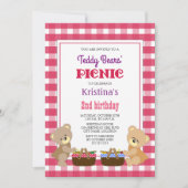 テディベアーズのピクニック誕生日パーティー 招待状 (正面)