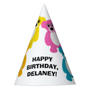 テディベアーズインレインボーカラーズ子供の誕生日 パーティーハット