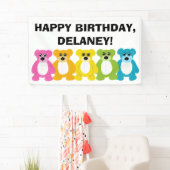 テディベアーズインレインボーカラーズ子供の誕生日 横断幕 (インサイチュ)