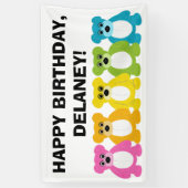 テディベアーズインレインボーカラーズ子供の誕生日 横断幕 (縦)