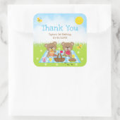 テディベアーズピクニック誕生日ブルーギンガムサンキュー スクエアシール (バッグ)