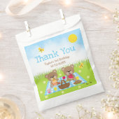 テディベアーズピクニック誕生日ブルーギンガムサンキュー フェイバーバッグ (クリップ留めされた状態)