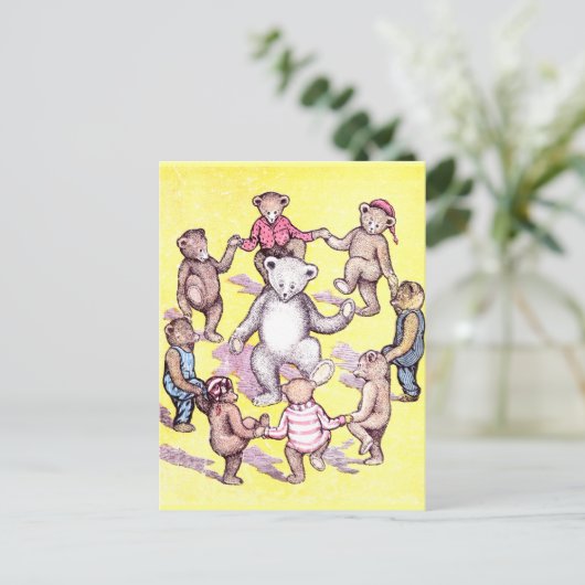 テディベアーズ遊リングや輪のまわりにザロージー ポストカード (スタンド正面)