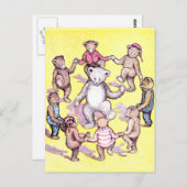 テディベアーズ遊リングや輪のまわりにザロージー ポストカード (正面/裏面)