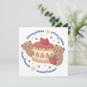テディベアーズ&ストロベリーケーキイラストレーション 招待状 (スタンド正面)