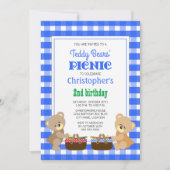 テディベアーズ・ピクニックボーイズバースデーパーティー 招待状 (正面)