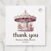 テディベアーツインガールベビーシャワーメッセージカード フェイバータグ (裏面)