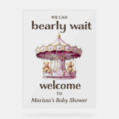 テディベアーツインガール赤ちゃんシャワーへようこそ アクリルサイン (正面)