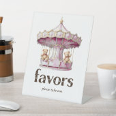 テディベアーツインガール赤ちゃんシャワー親愛 台座サイン (インサイチュ)