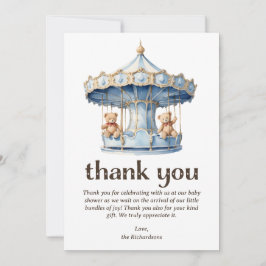 テディベアーツインボーイズ赤ちゃんシャワー サンキューカード