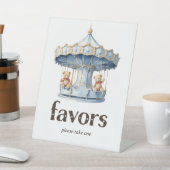 テディベアーツインボーイ赤ちゃんシャワーの好意 台座サイン (インサイチュ)