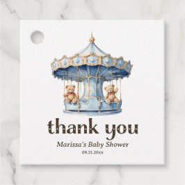 テディベアーツインボーイ赤ちゃんシャワーメッセージカード フェイバータグ