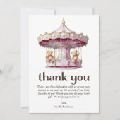 テディベアーツイン女子ベビーシャワー サンキューカード (正面)