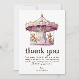 テディベアーツイン女子ベビーシャワー サンキューカード