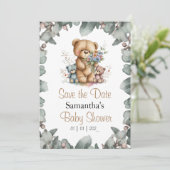 テディベアーツツインズウォーターカラー日付 招待状 (スタンド正面)