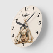 テディベアーテペヴィンテージブラウンベージュ子供部屋 ラウンド壁時計 (傾斜)