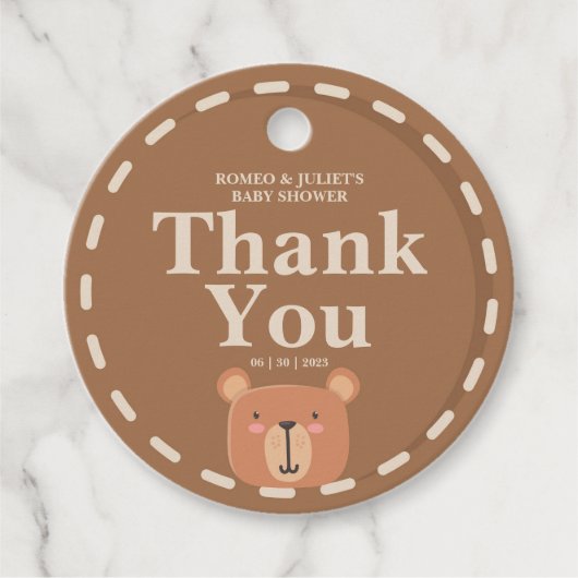 テディベアーニュートラルカラーズサンキューラベル フェイバータグ (正面)