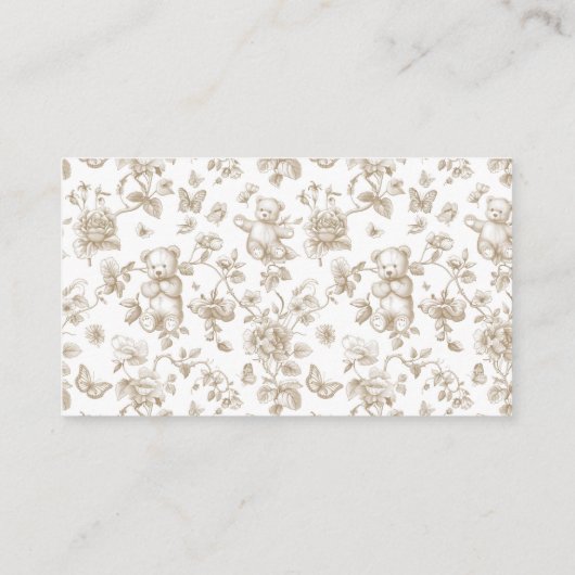 テディベアーニュートラルトイレオムツラッフルベビーシャワー エンクロージャーカード (裏面)