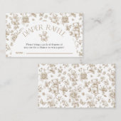 テディベアーニュートラルトイレオムツラッフルベビーシャワー エンクロージャーカード (正面/裏面)