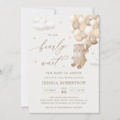 テディベアーニュートラルバルーンベビーシャワー招待状 招待状 (正面)