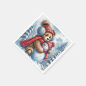 テディベアーハグ雪だるま スタンダードカクテルナプキン (角)