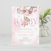 テディベアーバルーンガールバーリーウェイベビーシャワー 招待状 (スタンド正面)