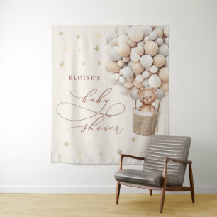 テディベアーバルーンニュートラルバーリーウェイベビーシャワー タペストリー