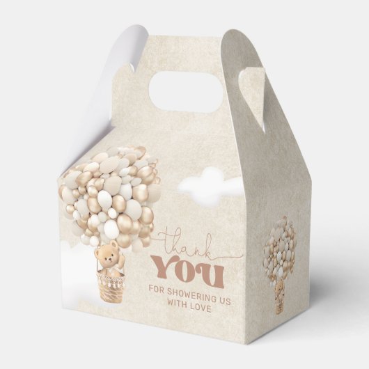 テディベアーバルーンニュートラルバーリーウェイベビーシャワー フェイバーボックス (正面サイド)