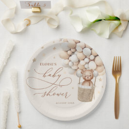 テディベアーバルーンニュートラルバーリーウェイベビーシャワー ペーパープレート