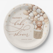 テディベアーバルーンニュートラルバーリーウェイベビーシャワー ペーパープレート (正面)