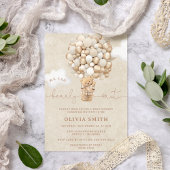 テディベアーバルーンニュートラルバーリーウェイベビーシャワー 招待状