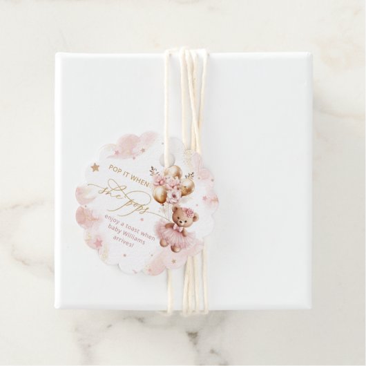 テディベアーバルーンバーリーウェイガールベイビーシャワー フェイバータグ (インサイチュ)