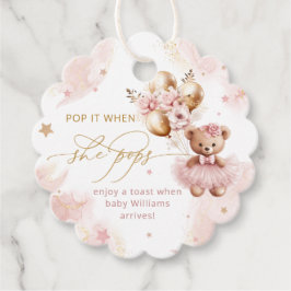 テディベアーバルーンバーリーウェイガールベイビーシャワー フェイバータグ