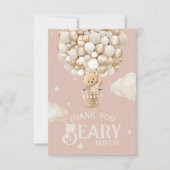 テディベアーバルーンバーリーウェイニュートラルベビーシャワー サンキューカード (正面)